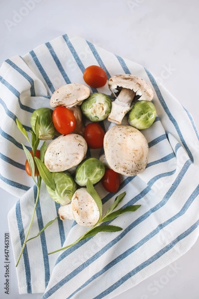 Obraz salad with cheese and vegetables