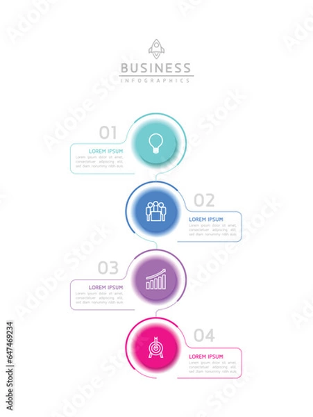 Fototapeta Vector infographic business presentation template with circular interconnection with 4 options.