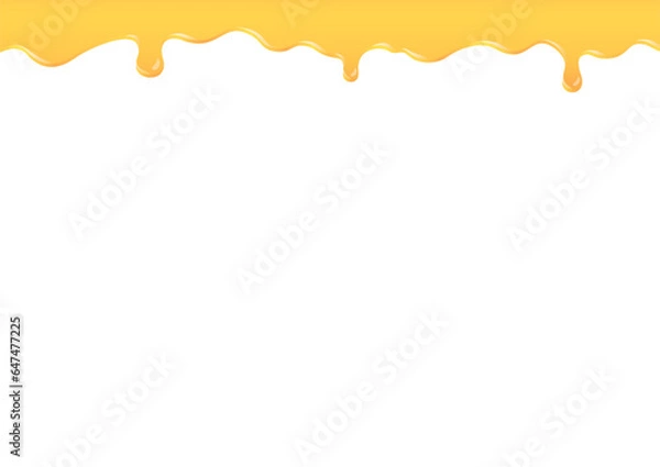 Obraz 垂れる蜂蜜・バター・チーズ・オイル・マーマレード・インクのイラスト　白地　A-01