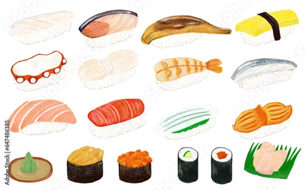Fototapeta 寿司イラストセット