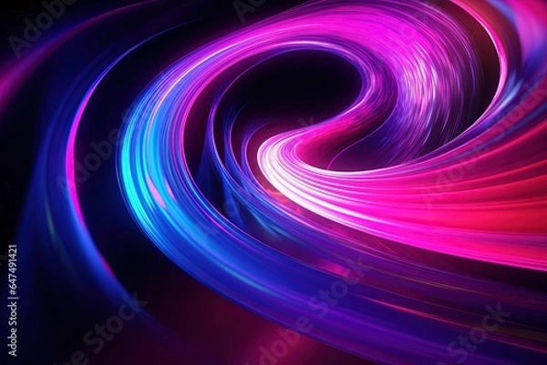 Fototapeta abstract futuristic background with pink blue glowing neon moving high speed wave lines and bokeh lights. Data transfer concept Fantastic wallpaper