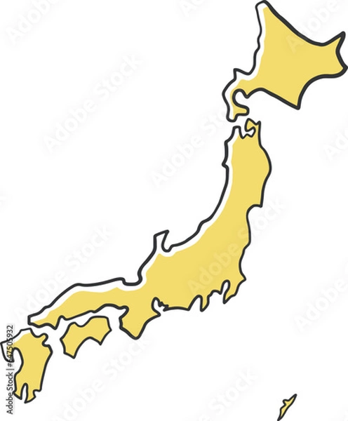 Obraz ラフな線で描かれた日本地図のイラスト素材
