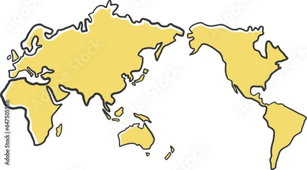 Obraz ラフな線で描かれた世界地図のイラスト素材