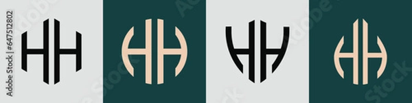 Fototapeta Creative simple Initial Letters HH Logo Designs Bundle.