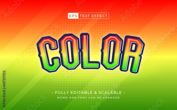 Fototapeta rainbow color 3d style text effect, Editable text effect