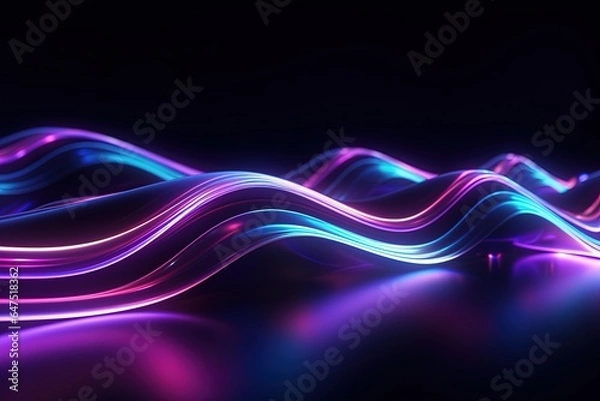 Fototapeta abstract futuristic background with pink blue glowing neon moving high speed wave lines and bokeh lights. Data transfer concept Fantastic wallpaper