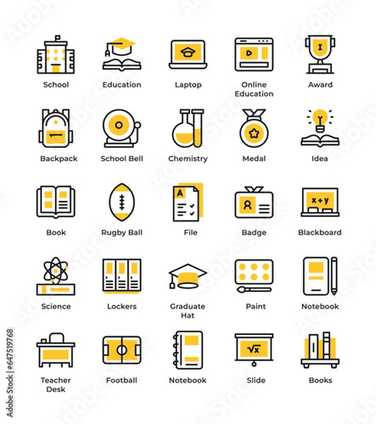 Obraz Line School & Education Icons. Editable Stroke