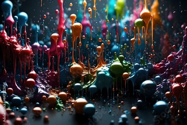 Fototapeta A stunning 3D paint splash adorns this 8K desktop background, adding a burst of color and creativity to any screen