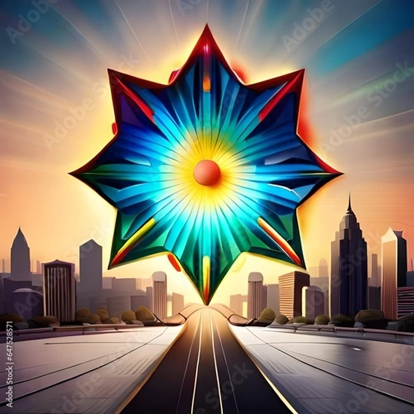 Fototapeta sunrise over the city Created using generative AI tools