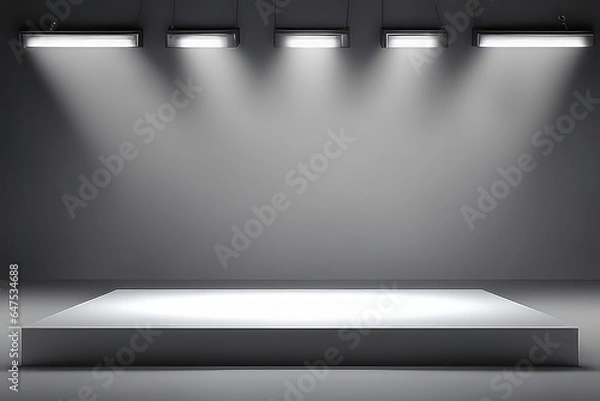 Fototapeta Product presentation, beautiful lights and shadows on a white background. focuses on the product and the lighting.