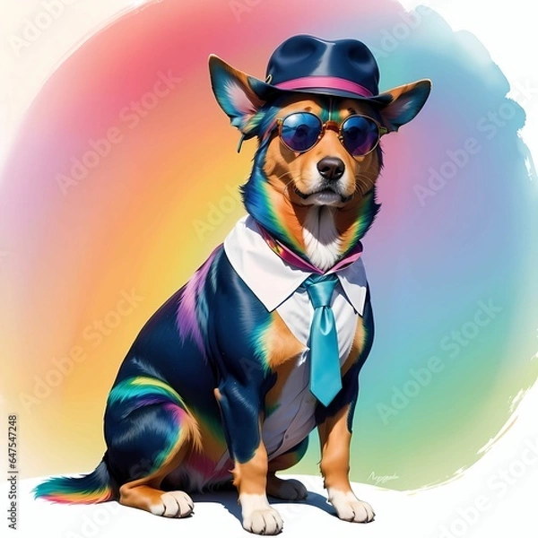 Obraz 眼鏡をかけた賢そうな犬