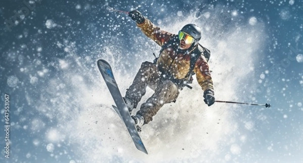 Obraz Snowboarder jumping