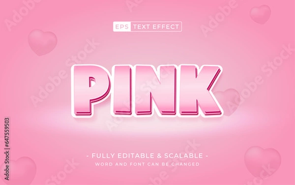 Fototapeta Pink 3d text style editable text style effect