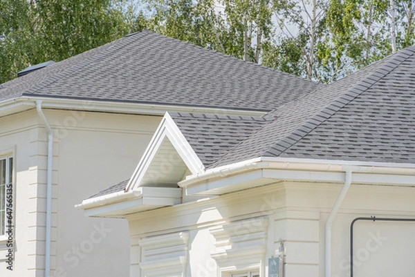 Fototapeta Shingles texture - close up view of asphalt roofing shingles