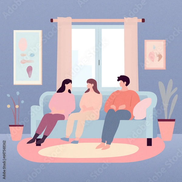 Fototapeta 部屋でくつろぐ家族