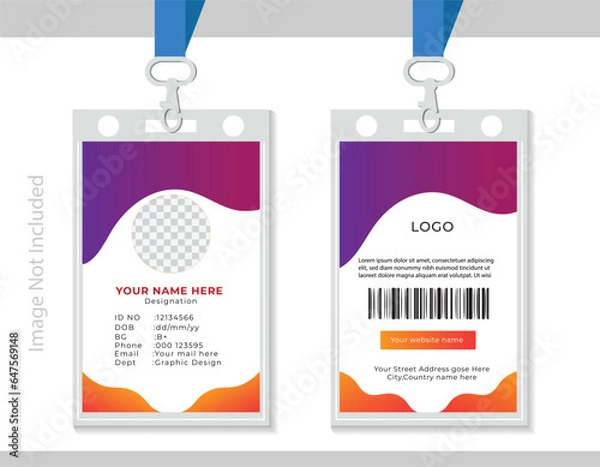 Fototapeta ID Card Template | Office Id card | Employee Id card for your company.