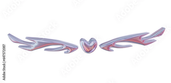 Obraz 3d y2k element, 3d metal element chrome effect