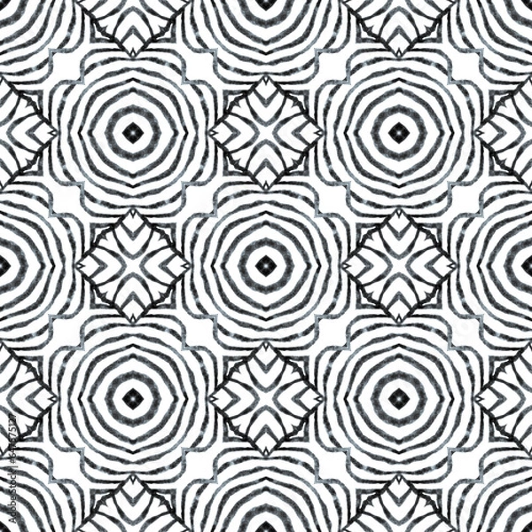 Fototapeta Exotic seamless pattern. Black and white