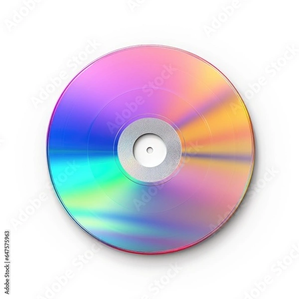 Obraz Color CD on a white background. Compact disc. Generative AI.
