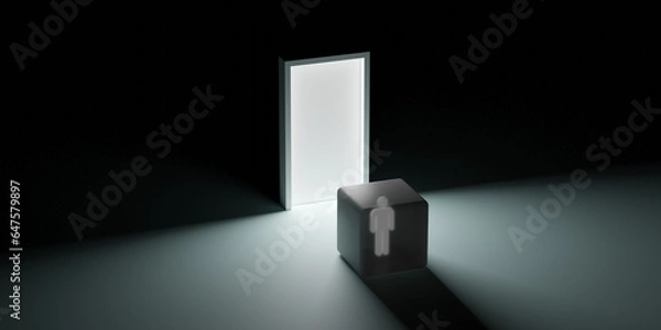 Obraz Man standing facing a door 