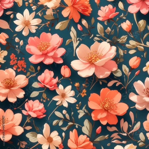 Fototapeta seamless floral pattern