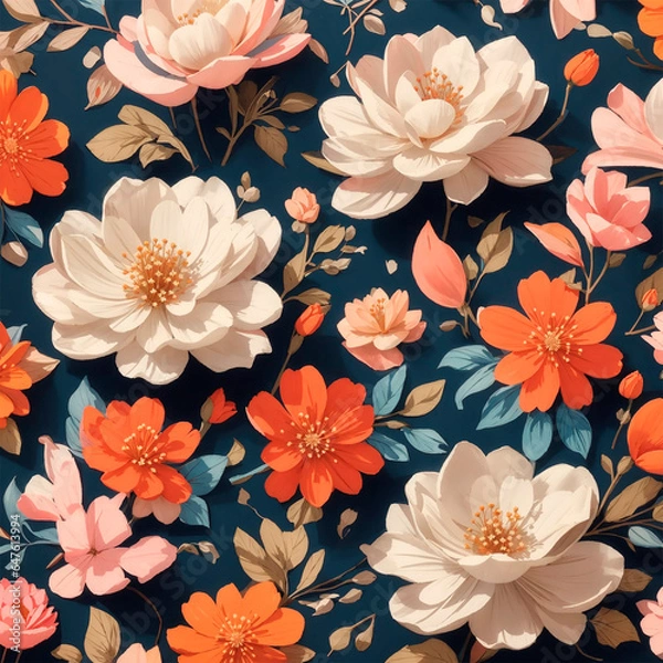 Fototapeta seamless floral pattern