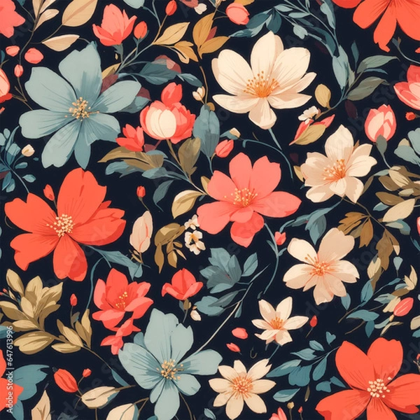 Fototapeta seamless floral pattern