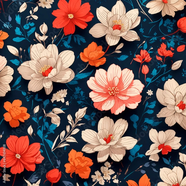 Fototapeta seamless floral background