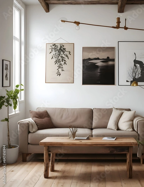 Fototapeta With its 3D rendering, this mockup provides a highly realistic representation of your future interior design. Imagine how your selected wallpaper pattern, texture, and color will interact with the roo