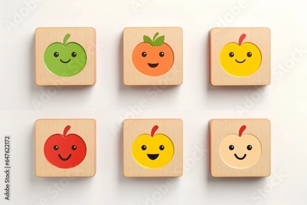 Fototapeta コルク板と果物（3Dピクト）