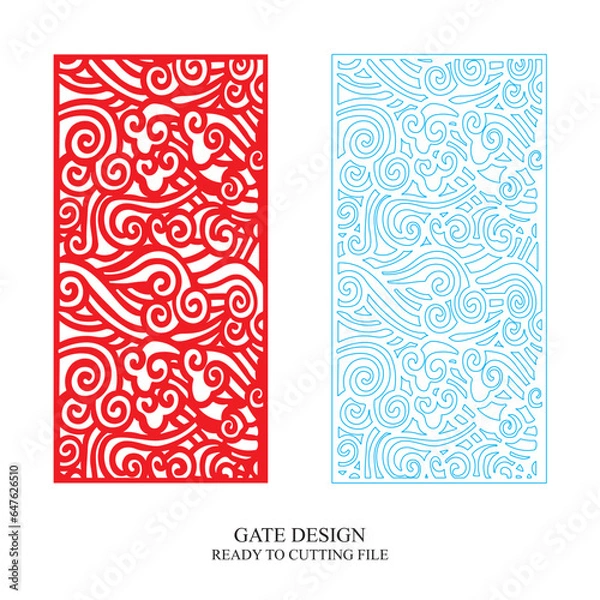 Fototapeta Gate Jali Design for laser Graphic and Plywood, Partition, Cnc Router Design, Acrylic and CNC Machine laser Cutting vector 