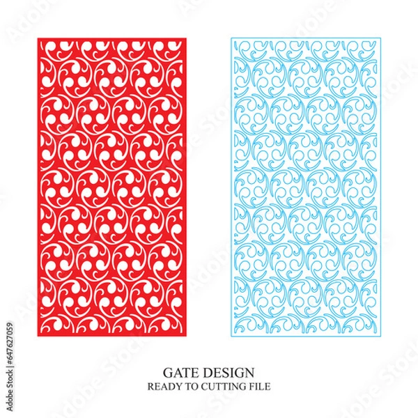 Obraz Gate Jali Design for laser Graphic and Plywood, Partition, Cnc Router Design, Acrylic and CNC Machine laser Cutting vector 