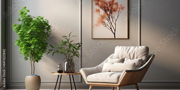 Obraz Minimalist Living Room with Poster Frame