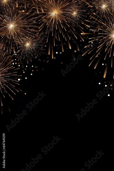 Obraz New Years banner with fireworks on a dark background with room for copy text.