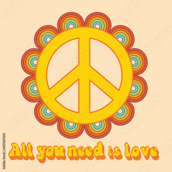 Obraz The Peace sign is in the center of flower. postcard, poster