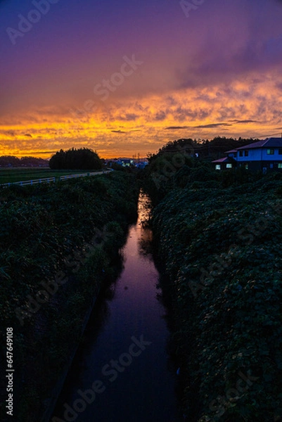 Obraz 夕焼けと川