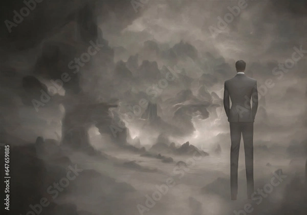 Obraz business man deep shadow