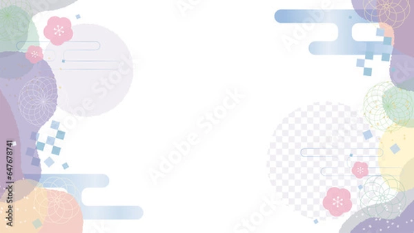 Obraz 年賀状にぴったりなカラフル和風のフレームベクター素材