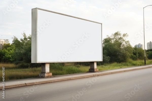 Fototapeta Blank advertising billboard on the roadside