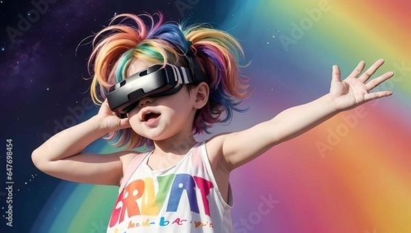 Obraz ARヘッドギアを付けた可愛い子供のAIイラスト（AI生成画像）
