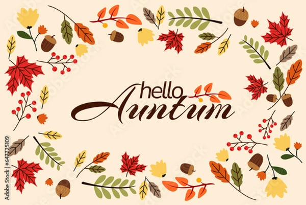 Fototapeta Autumn leaves background vector template