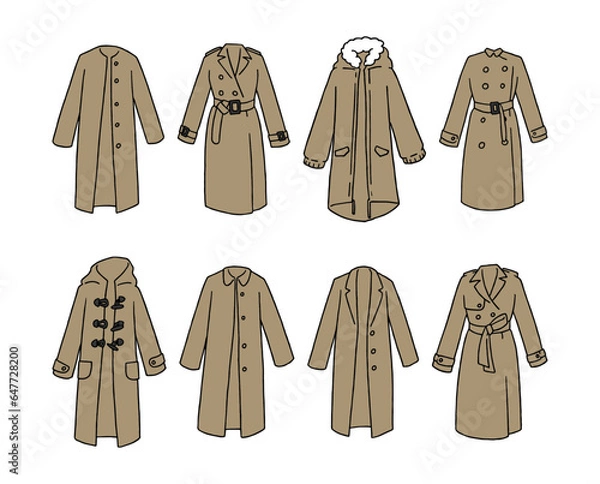 Fototapeta 茶色のコートのイラストセット