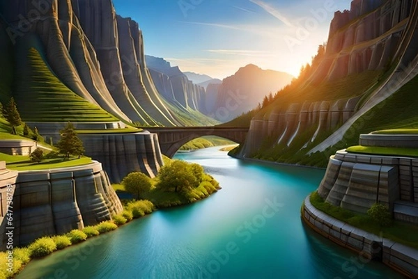 Obraz dam on the river