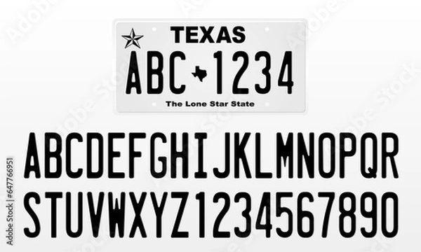 Fototapeta Texas License Plate Template with letters and numbers