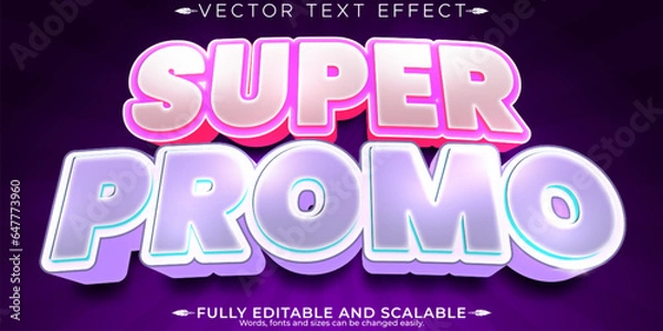 Fototapeta Editable text effect marketing, 3d creative and minimal font style