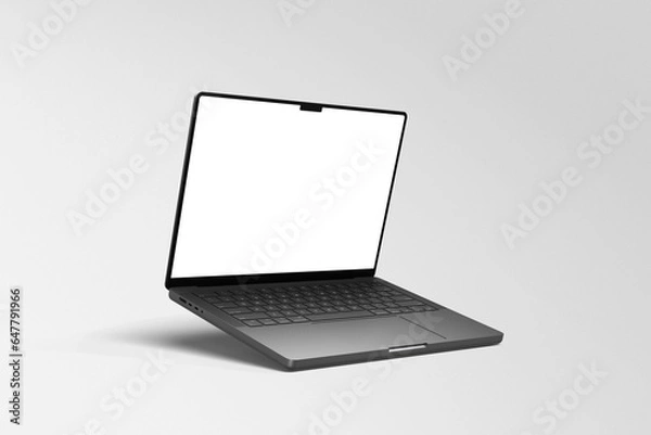 Fototapeta Laptop with blank screen isolated Mockup, 3d render illustration