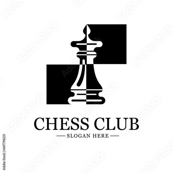 Fototapeta Chess logo. Minimal vector logo design. Isolated on a white background. Vector illustration flat design.