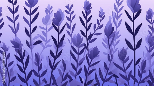Fototapeta nature textured lavender flowers seamless patter, vivid color background, flat minimalist vector illustrations 