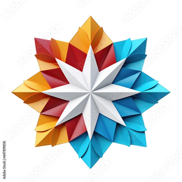 Fototapeta Origami Snowflake isolated on transparent background