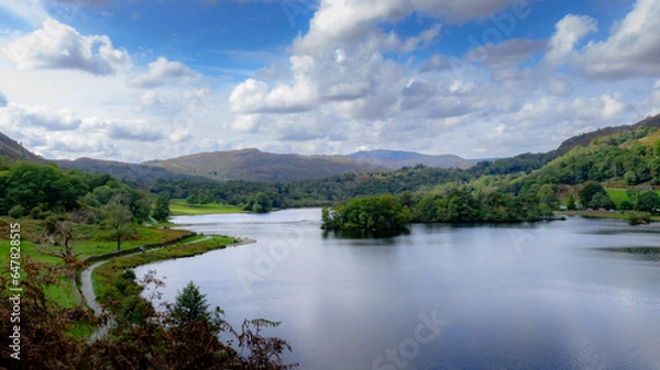 Fototapeta A panoramic shot over Rydal Water